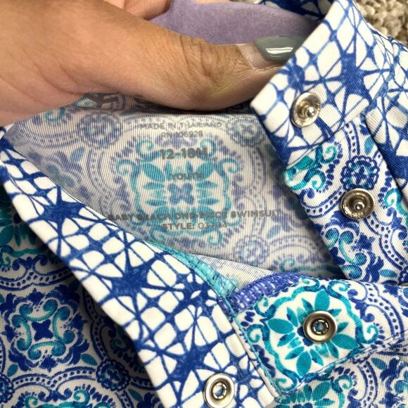 Coolibar Swimsuit Baby 12-18M Blue Tile UPF 50+ Beach Long Sleeve One Piece - Picture 3 of 5